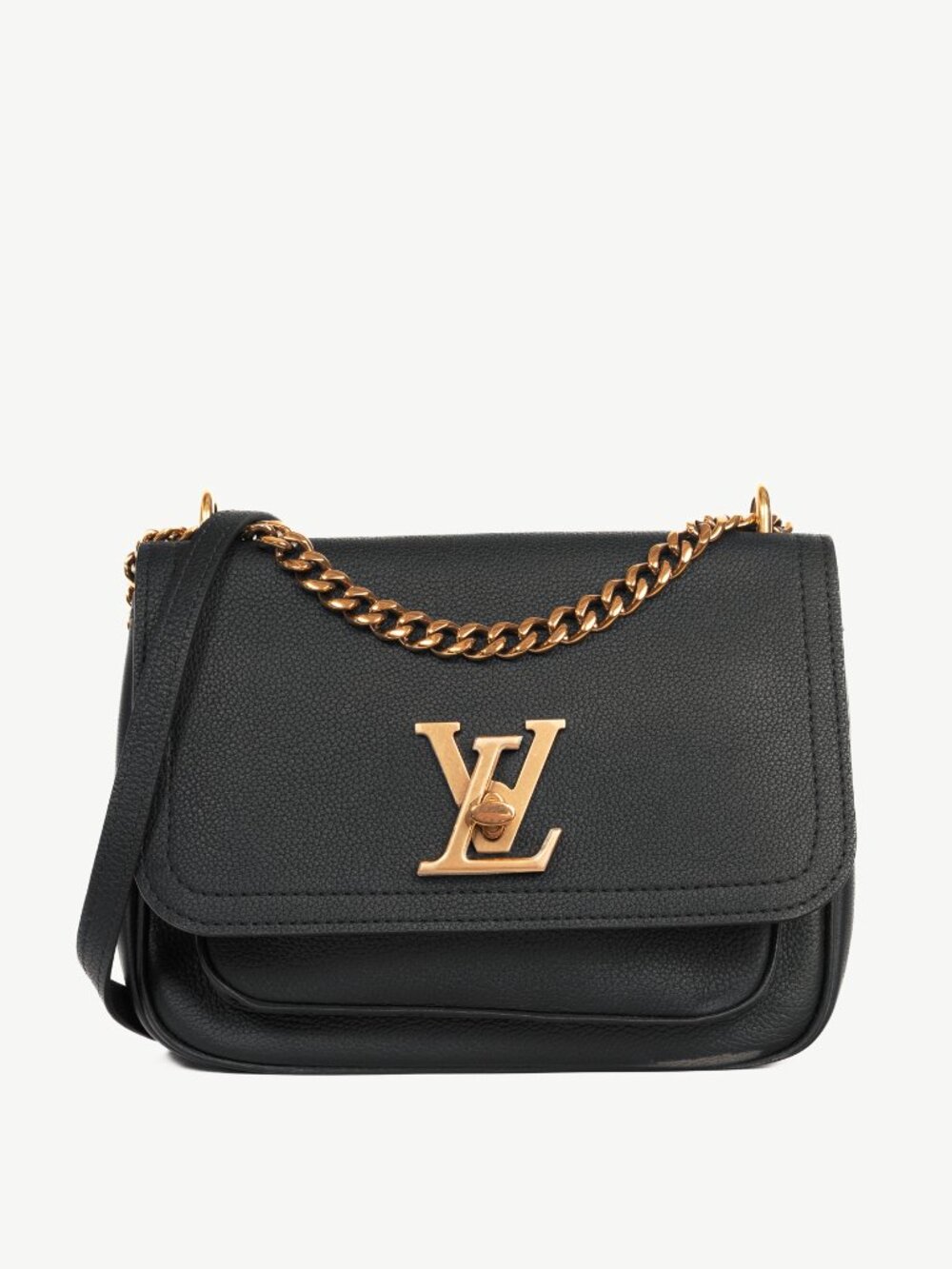 Louis Vuitton Lockme Chain PM Noir Grained Calfskin Shoulder Bag
